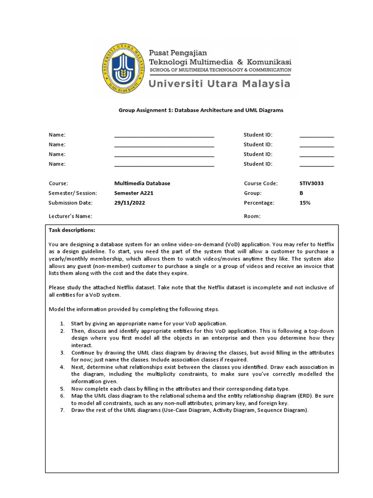 A221 Stiv3033 Group Assignment 1 Mmdb Architecture And Uml Groupb