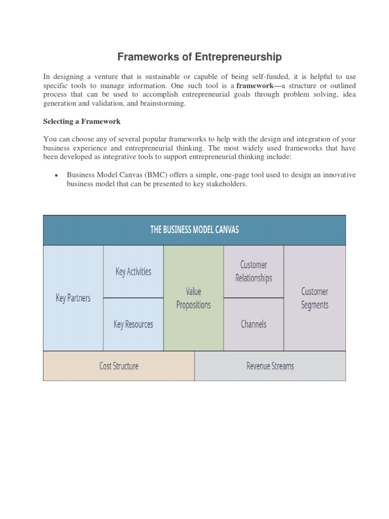Key Frameworks for Entrepreneurship | PDF | Entrepreneurship | Design ...