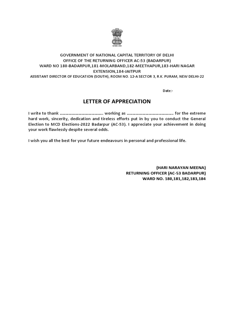 Letter of Appreciation | PDF