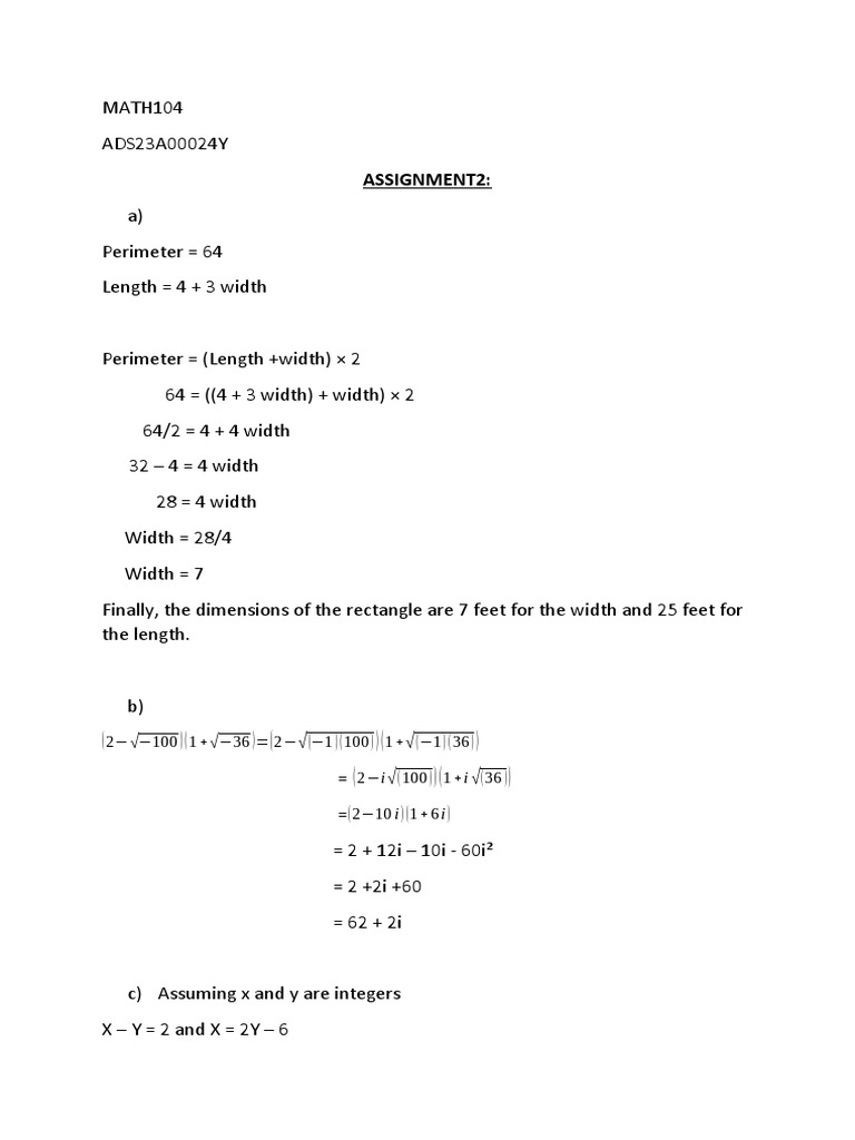 MATH104 Assignment 2 | PDF