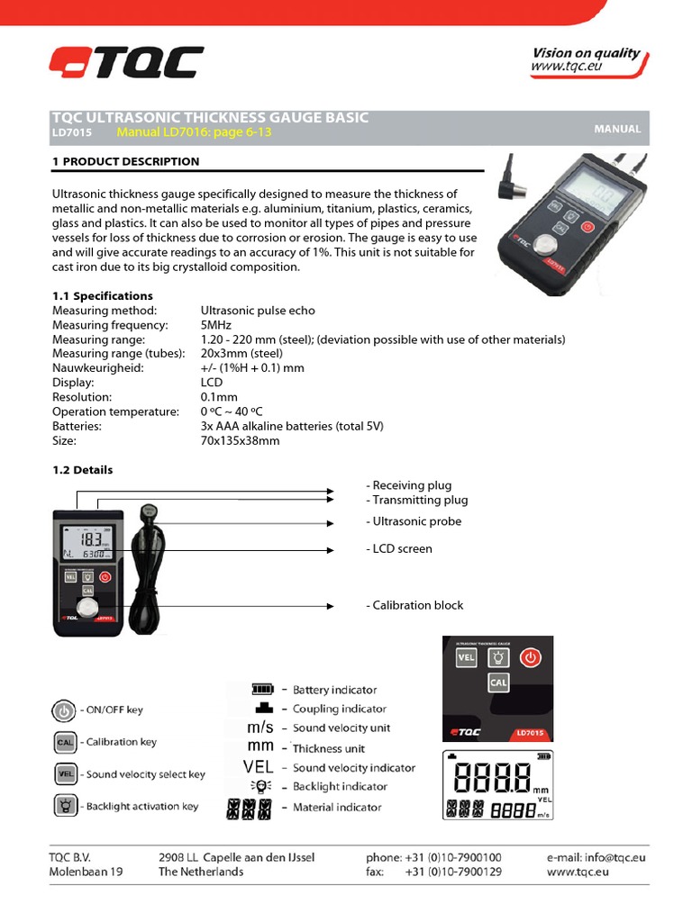 An Introduction to Ultrasonic Thickness Measurement Using the TQC