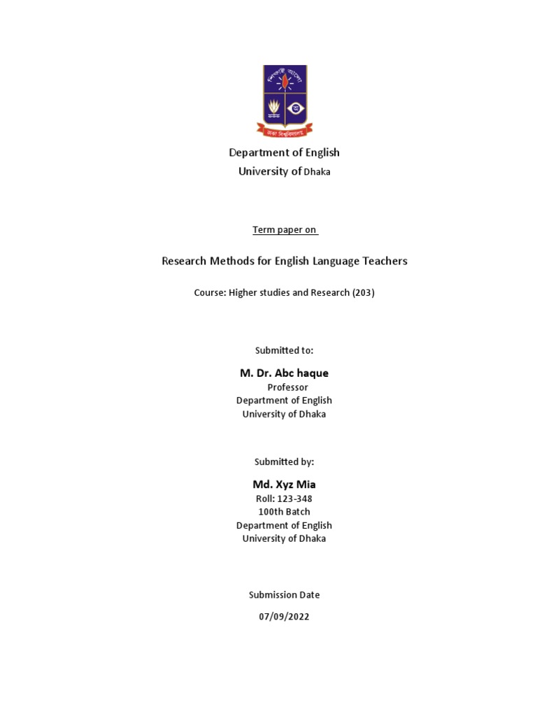 University of Dhaka Assignment Cover Page Download PDF
