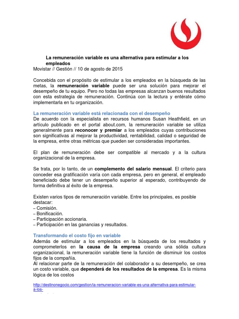 Claves de la Remuneración Variable | PDF | Salario | Business