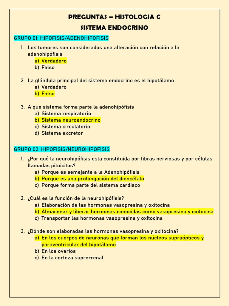 Preguntas Del Sistema Endocrino
