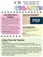 Kindergarten Newsletter 12-9-22