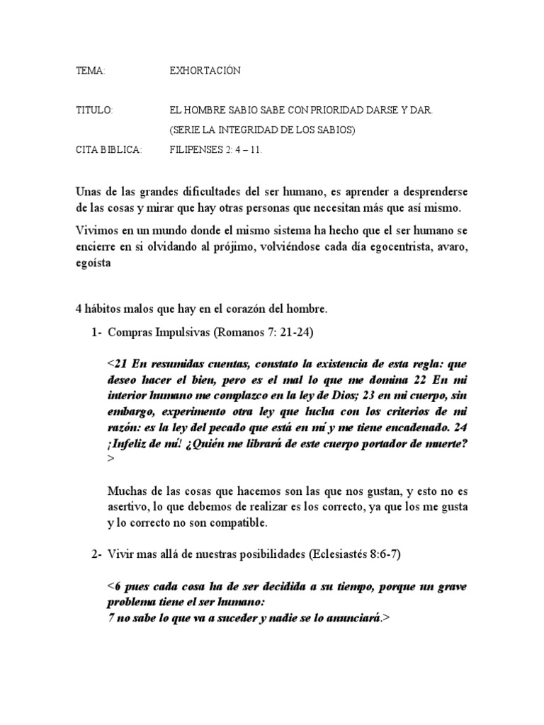 El Hombre Sabio Sabe Con Prioridad