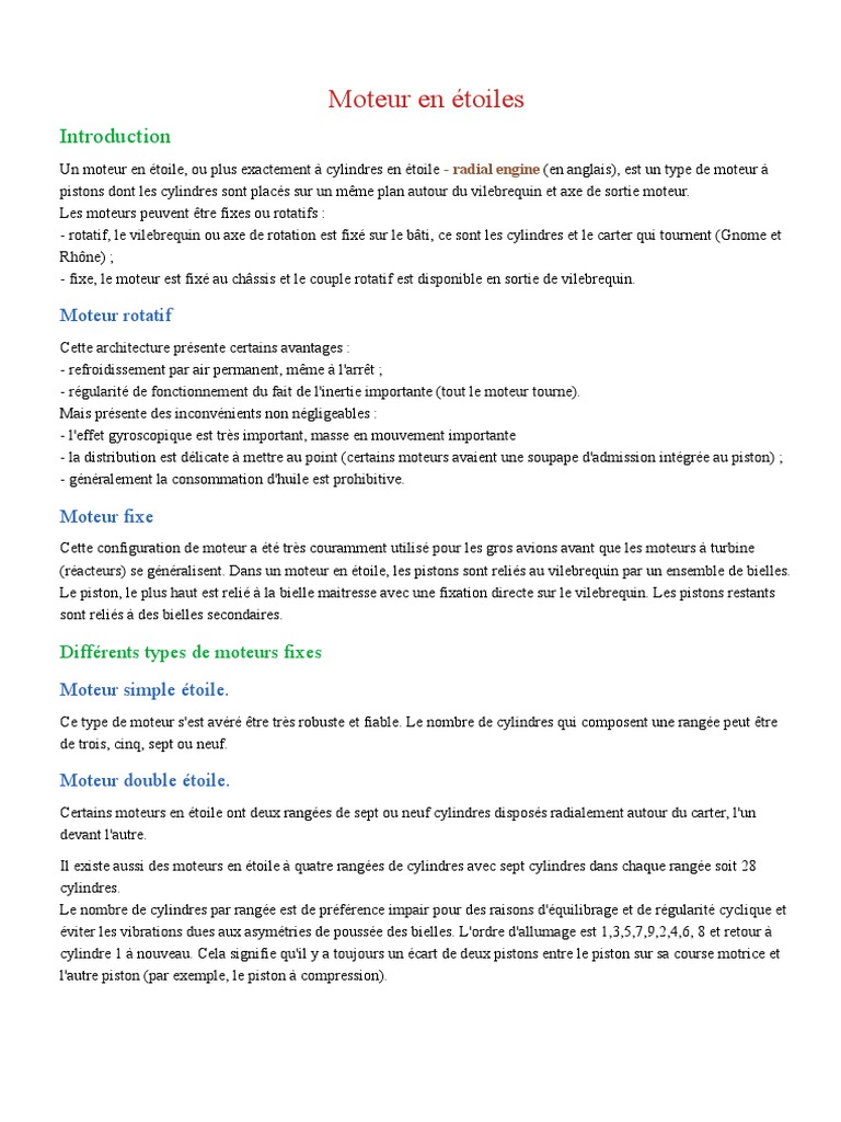 Moteurs en étoile fonctionnement et types PDF Machines rotatives — free download