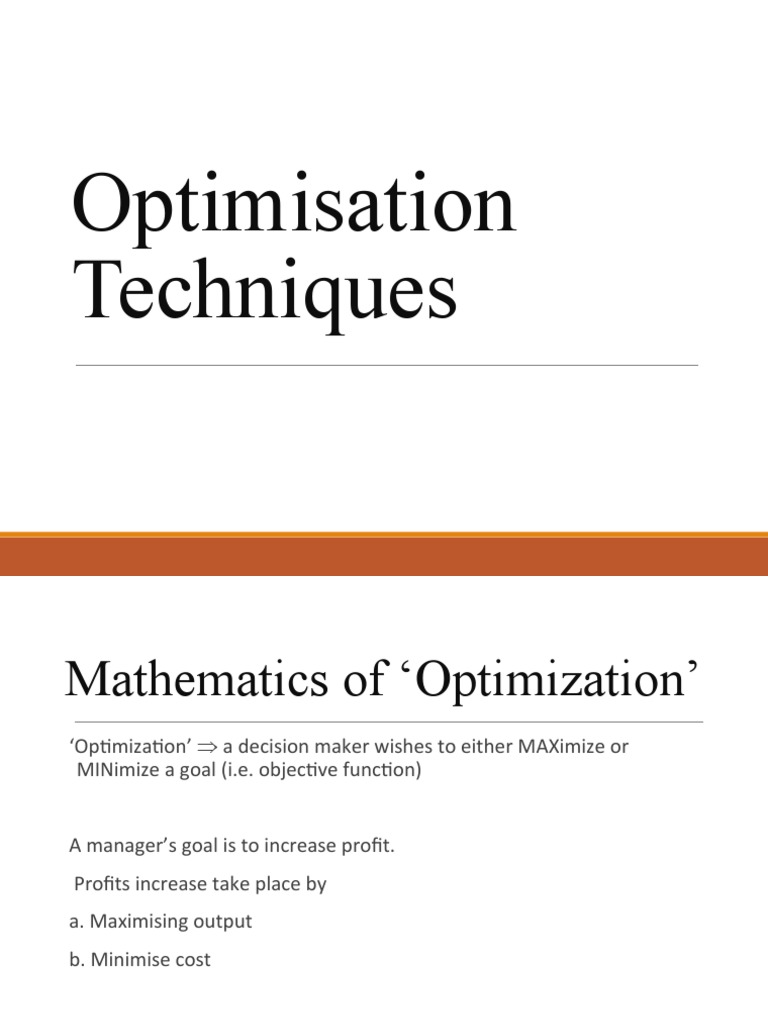 Optimisation techniques pdf mathematical optimization derivative