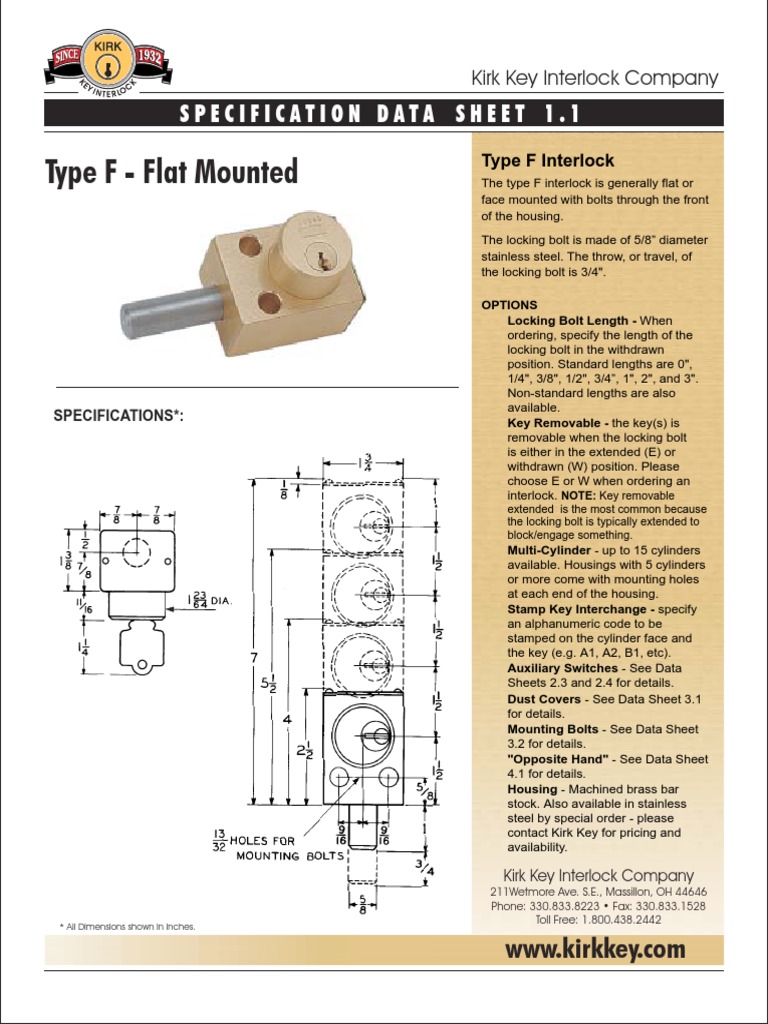 Kirk Key Interlock Types and Specs | PDF | Screw | Door