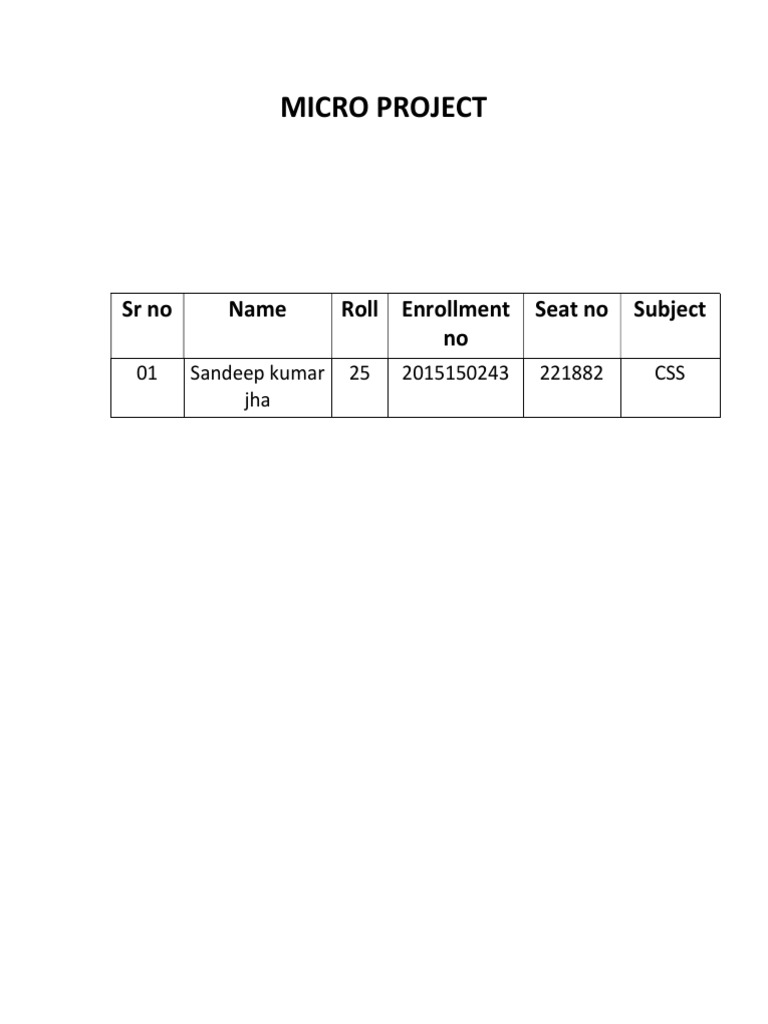 Micro Project: CSS Enrollment Details | PDF
