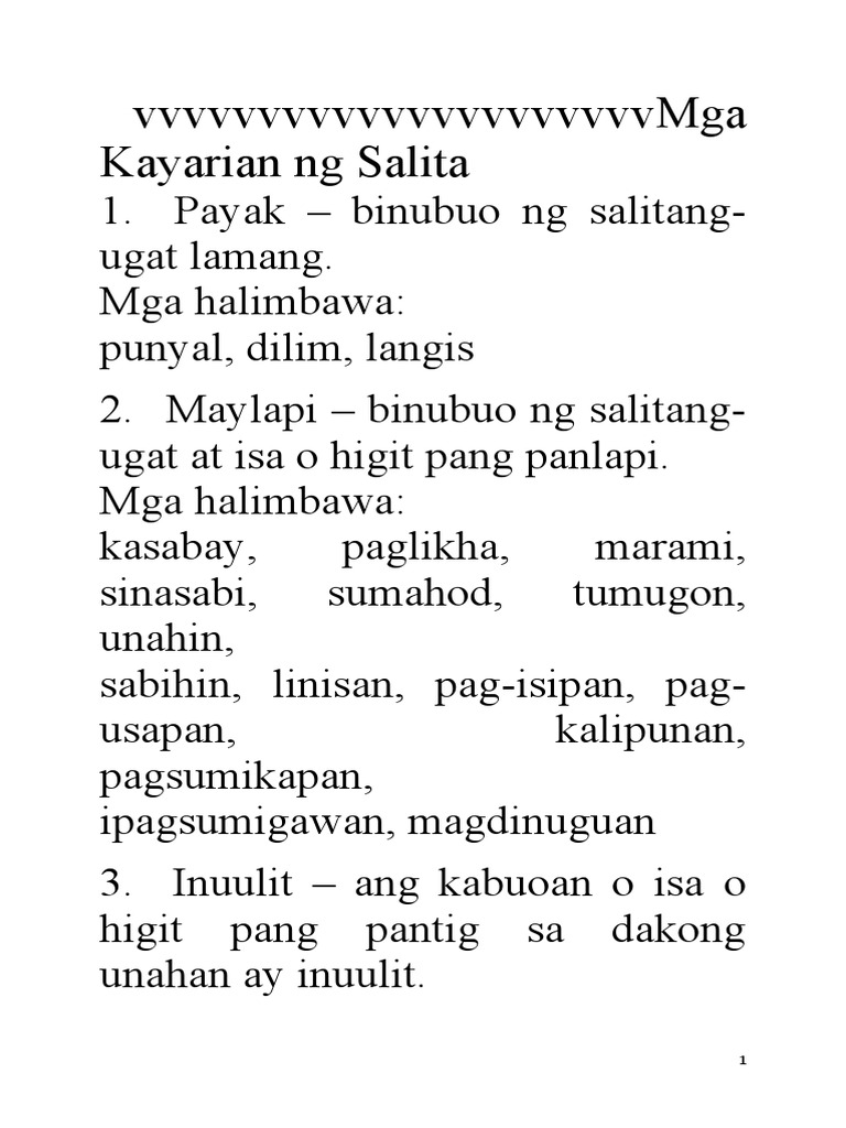 Mga Kayarian NG Salita | PDF