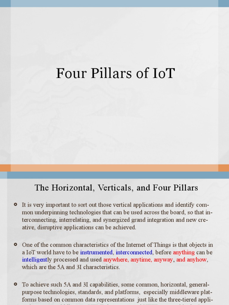 Four Pillars of Iot | PDF | Wireless Sensor Network | Internet Of Things