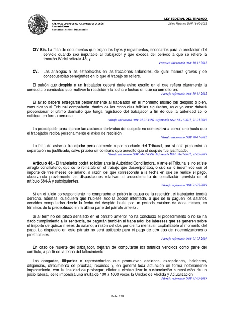 Ley Federal Del Trabajo | PDF | Gobierno | Justicia
