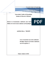 Eficácia do Licenciamento Ambiental como Instrumento de Política Pública de Gestão do meio Ambiente em Moçambique