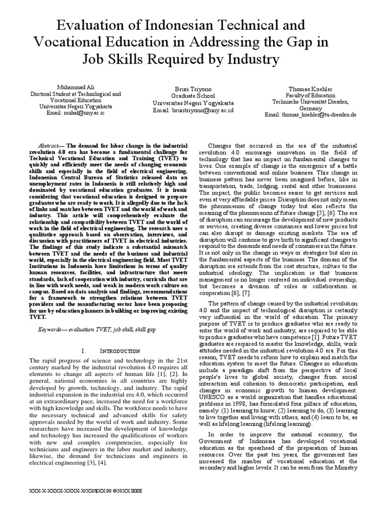 Evaluation of Indonesian Technical and Vocational Education in ...