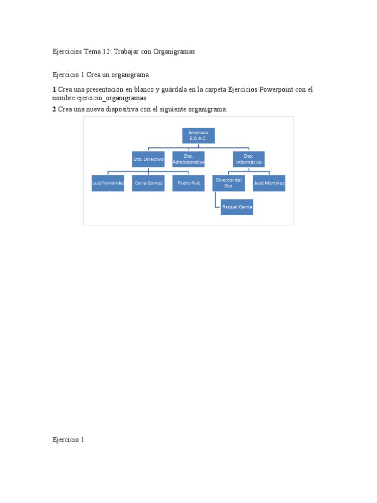 Ejercicios de PowerPoint: Organigramas y Gráficos | PDF | Point and ...