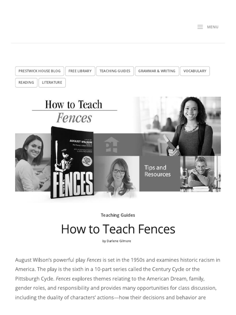 How To Teach Fences Prestwick House PDF