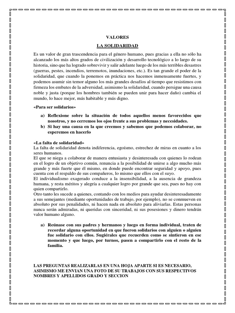 Ejemplos de Solidaridad Familiar | PDF | Ciencias sociales