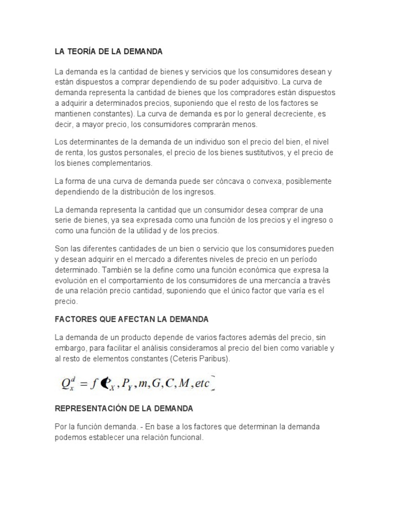 La Teoría de La Demanda | Descargar gratis PDF | Oferta y demanda ...