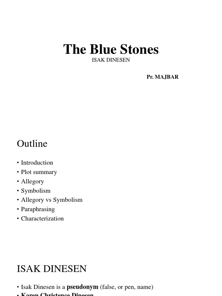 The Blue Stones Explain PDF Allegory