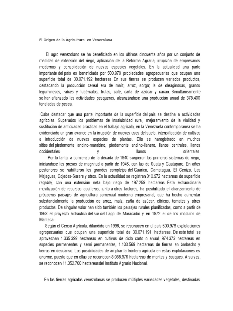 Historia de Agricultura de Venezuela 22-02-21 | PDF | Agricultura ...