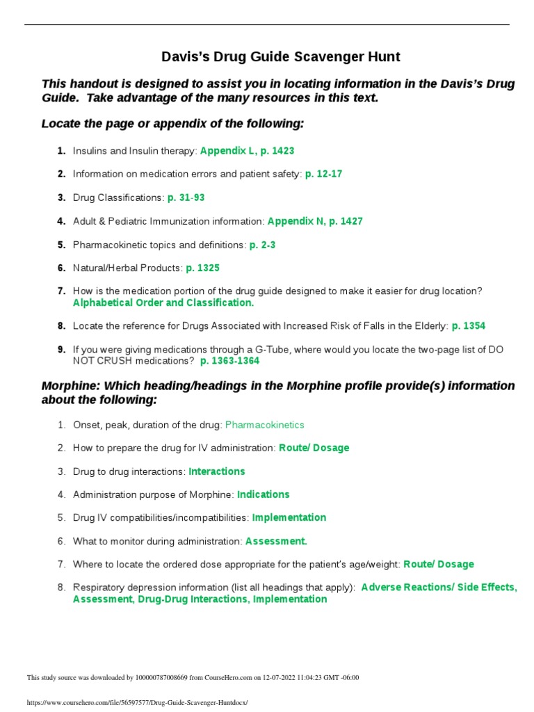 Drug_Guide_Scavenger_Hunt.docx 16th edition PDF Intravenous Therapy