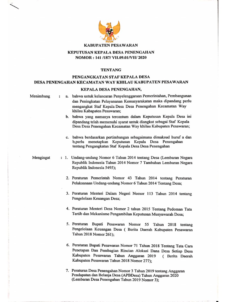 Sk Staf Kepala Desa Pdf