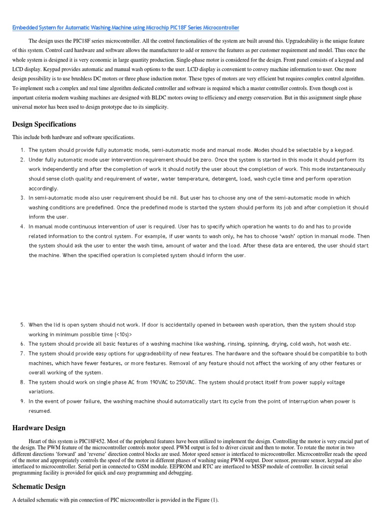 Unit2 Case Study Embedded System for Automatic Washing Machine