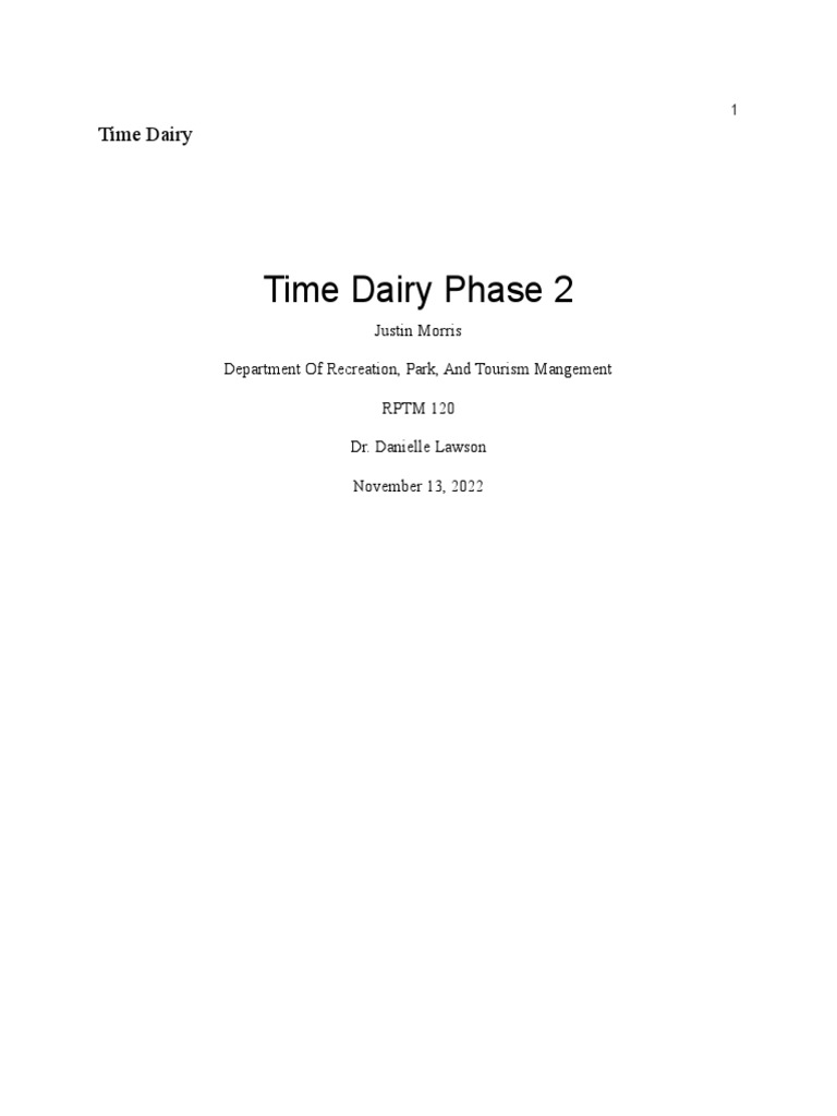 Time Diary Phase 2 Project | PDF | Leisure | Well Being