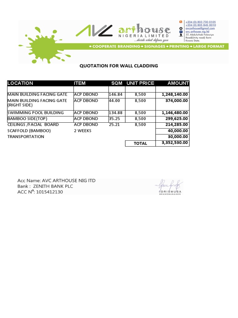Cladding Quotation Gra | PDF