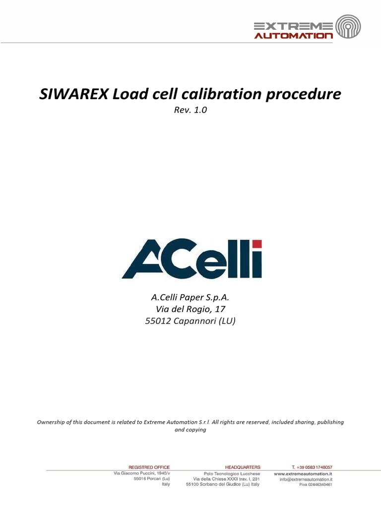 Siwarex Calibration Procedure PDF Calibration Weight