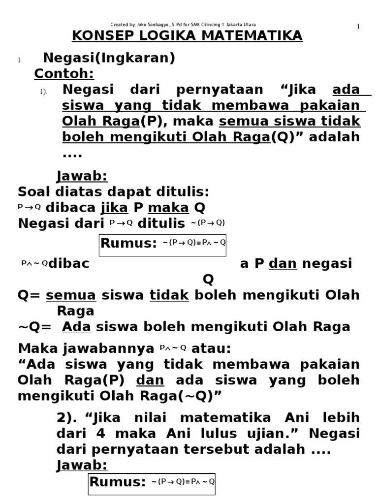 Soal dan Konsep Logika Matematika | PDF
