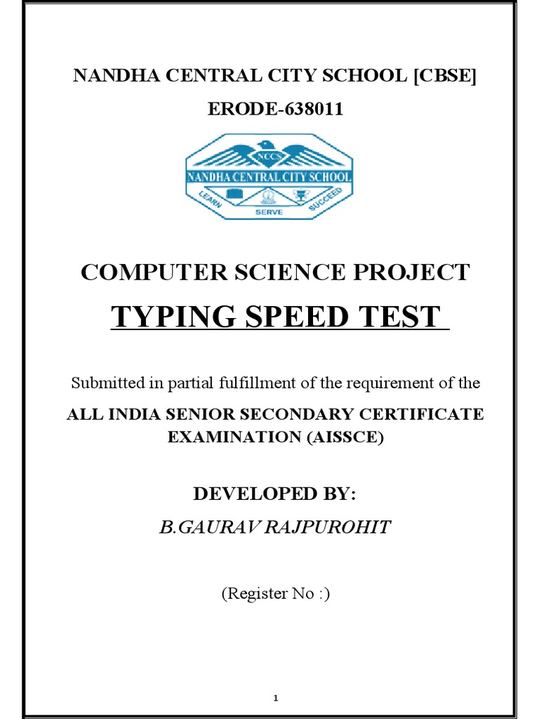 Class 12 Python Project Typing | PDF | Computing | Computer Science
