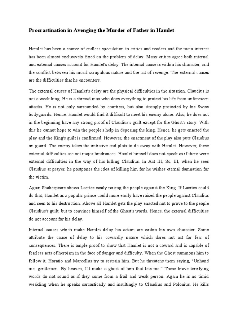 Hamlet's Delay Due to Excessive Thinking | PDF | Hamlet