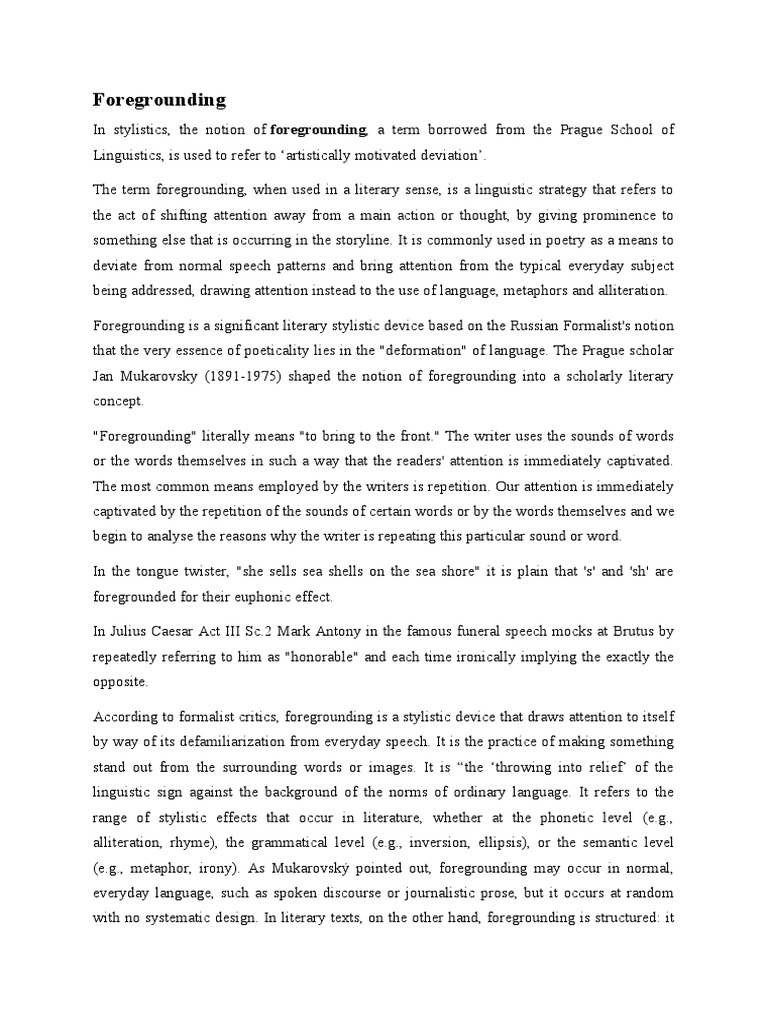Russian Formalism Foregrounding | PDF | Cognition | Writing