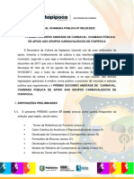 Edital Nº 002.20.2022 - I PREMIO SOCORRO ANDRADE DE CARNAVAL - 2022