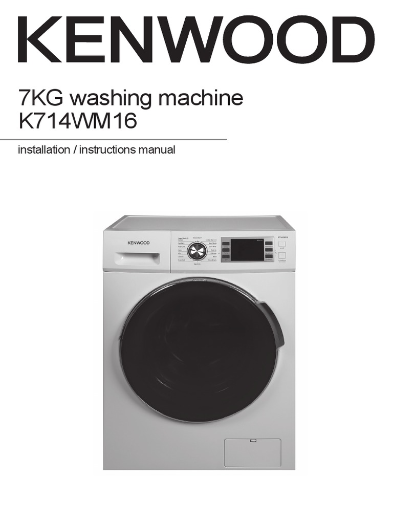 KENWOOD 7kgs 1400 Spin Washing Machine K714WM16 Manual PDF Washing