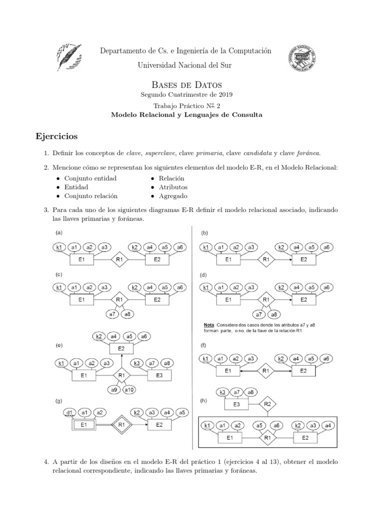 Ejercicios de Modelo Relacional y Consultas SQL | PDF | Base de datos ...