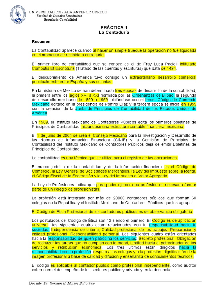 Practica 1 Contaduria Pdf Contador Contabilidad