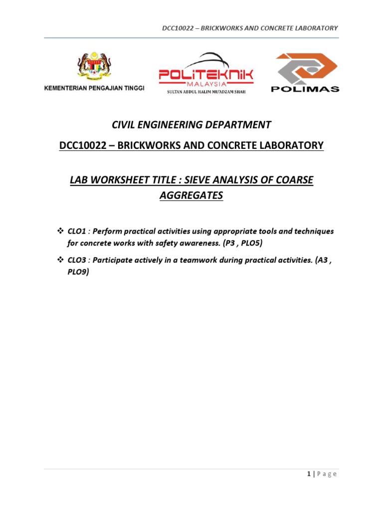 Report Politeknik Concrete Sieve Analysis of Coarse Aggregates PDF