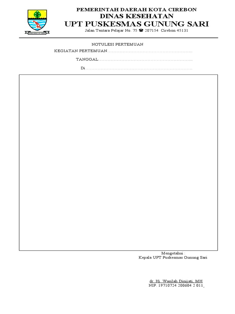 Template Daftar Hadir Pertemuan Notulen Pertemuan Pdf