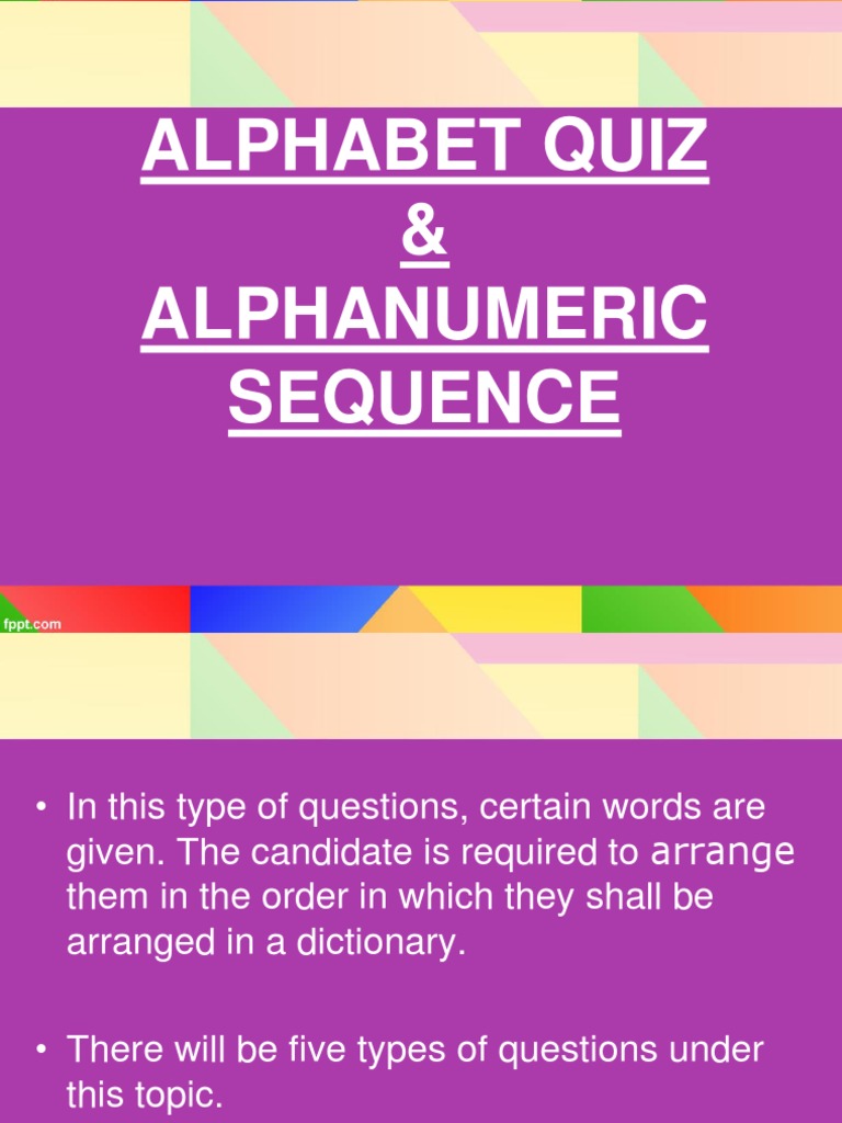 Alphabet Quiz Guide 5 Types of Alphabetical Order & Word Formation