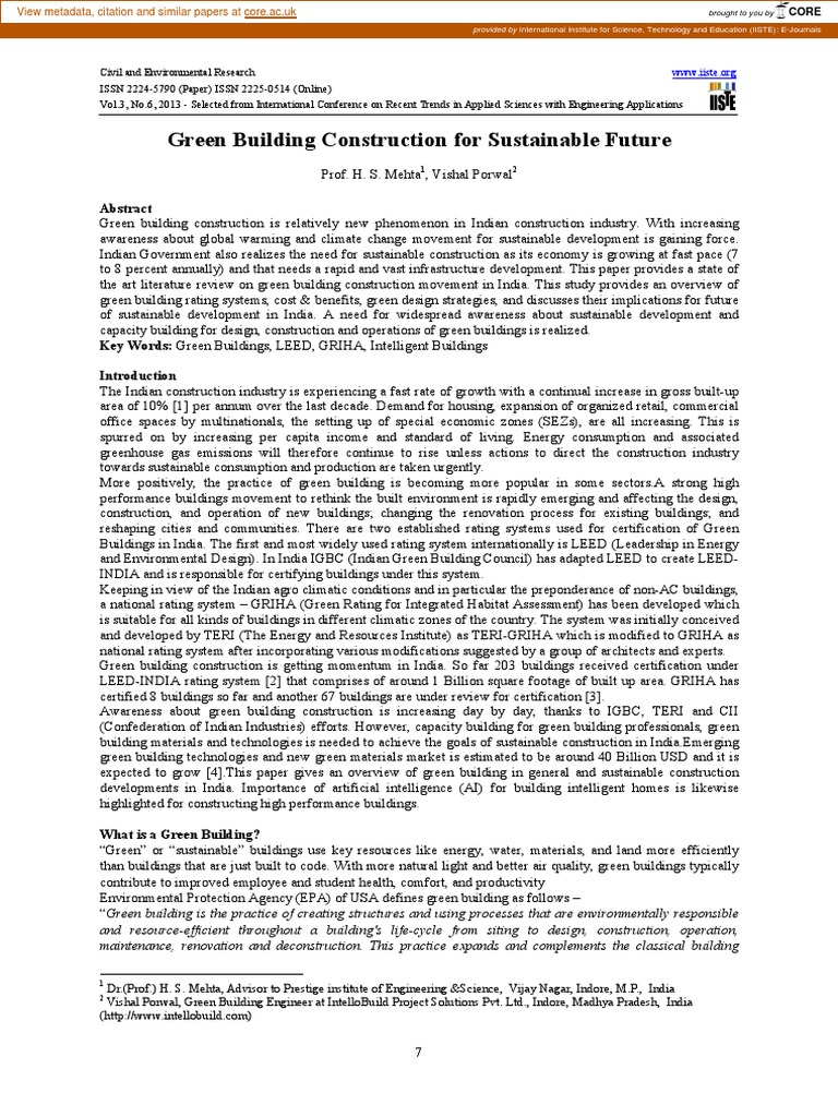 Green Building Construction in India | PDF | Green Building | Efficient ...