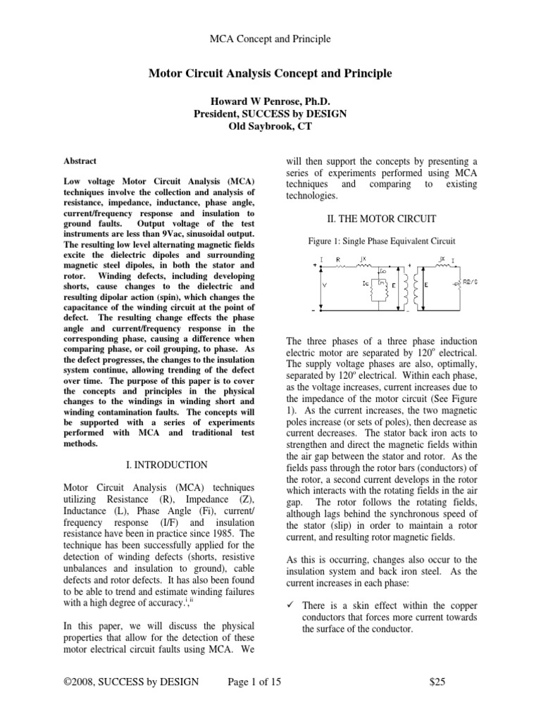 Motor Circuit Analysis Concept and Principle 1 PDF Inductor