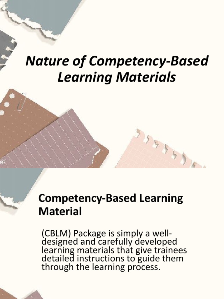 Nature of CompetencyBased Learning Materials PDF