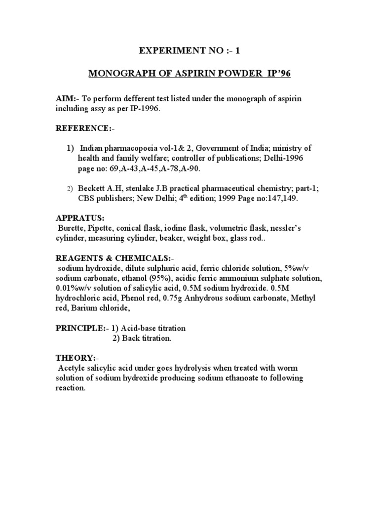 Aspirin Titration Chemistry