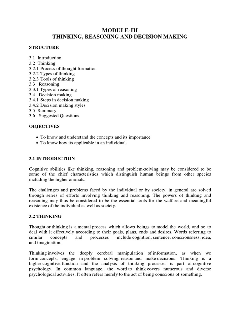 Understanding Thinking and Reasoning | PDF | Thought | Deductive Reasoning