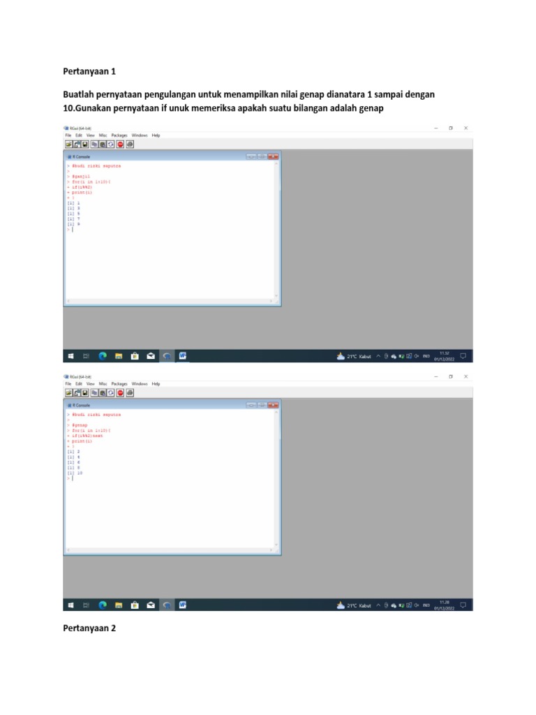 Contoh Program R: Genap, Vektor, Output | PDF | Seni | Komputer