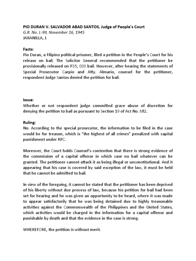 Denial of Bail for Treason Suspect Upheld Due to Strong Evidence and