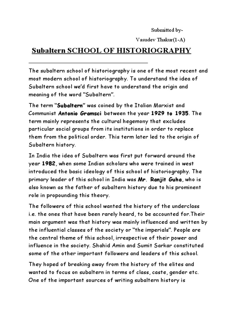 Subaltern School of Historiography | PDF